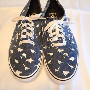 Vans Off The Wall Sneakers, Dinosaur print, denim blue and white. Unisex